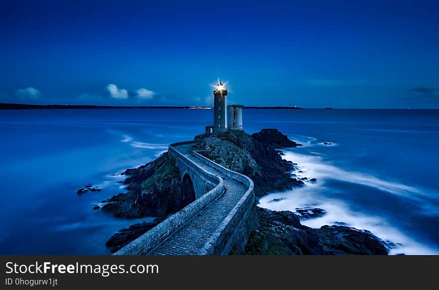 Sea, Lighthouse, Tower, Promontory