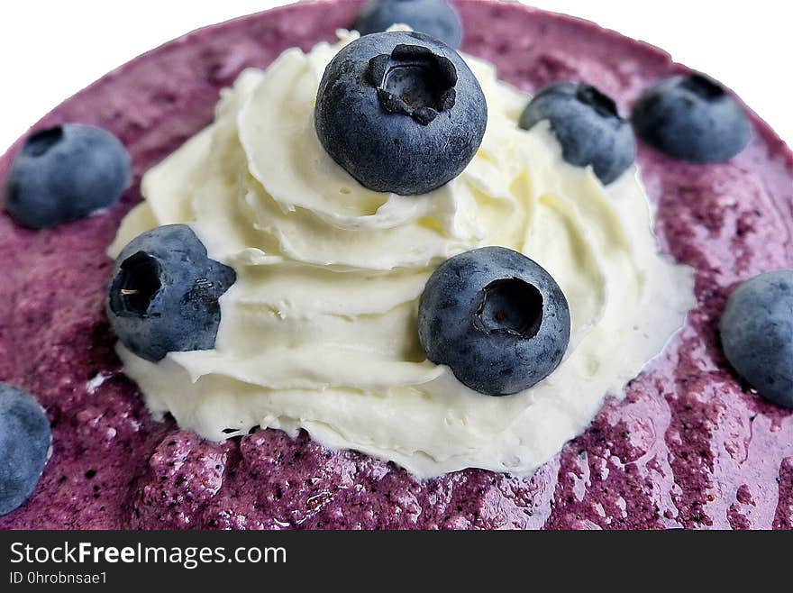 Dessert, Blueberry, Whipped Cream, Frozen Dessert