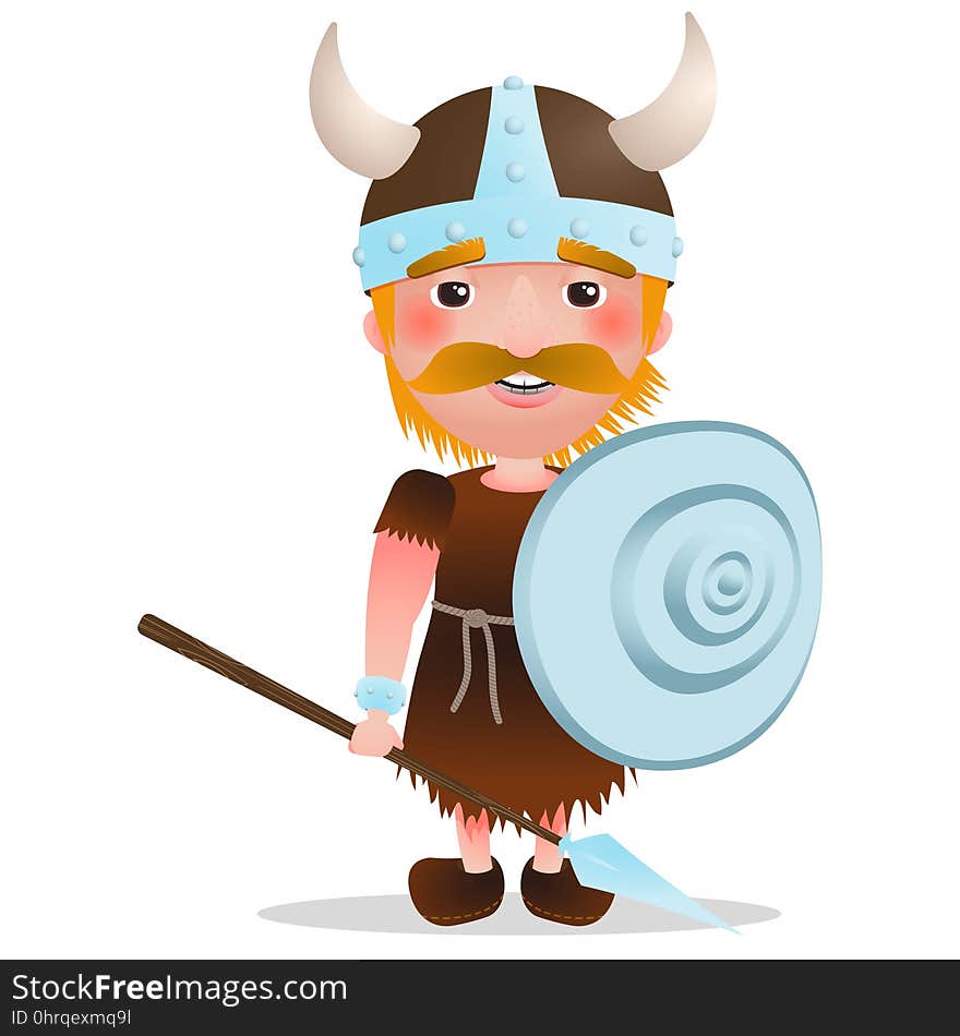 Vector Viking Warrior. Cartoon Character With Red Hair