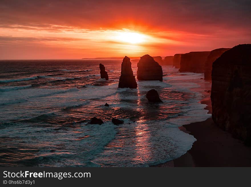 Sea, Sunset, Sky, Horizon