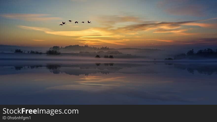 Sky, Reflection, Sunrise, Horizon