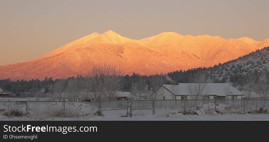 Sunrise reflecting on the San Francisco Peaks, Flagstaff, Arizona. Sunrise reflecting on the San Francisco Peaks, Flagstaff, Arizona