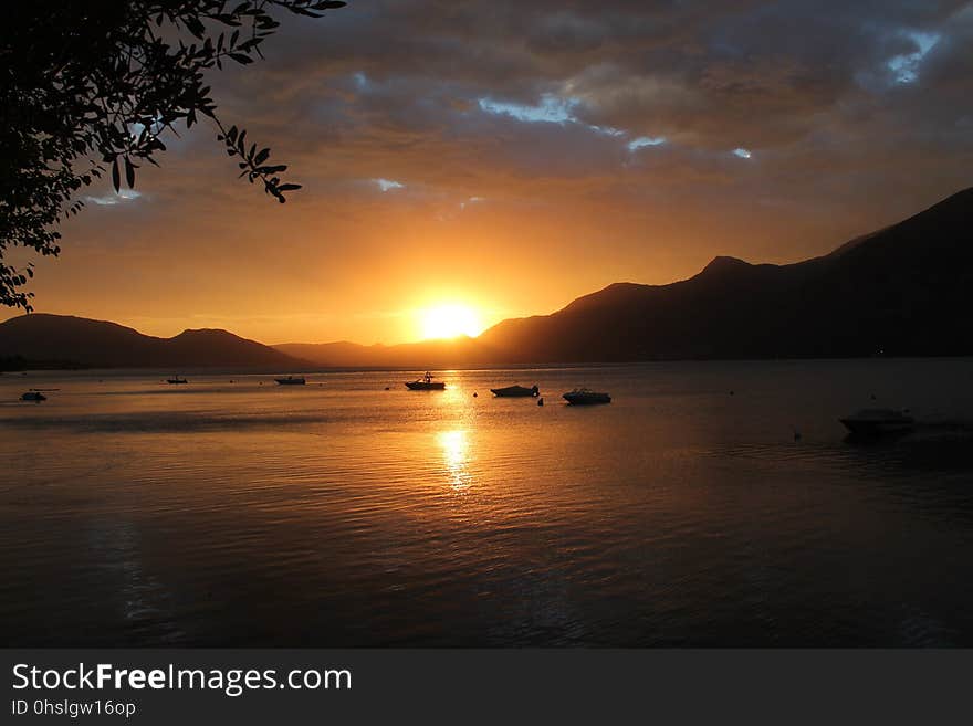 Sky, Afterglow, Sunset, Loch