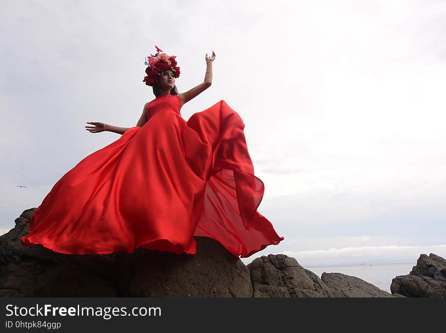 Red, Dress, Sky, Stock Photography