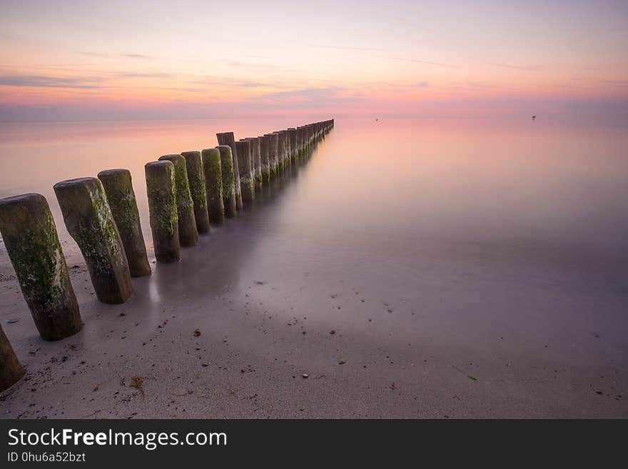 Shore, Sunrise, Horizon, Sea