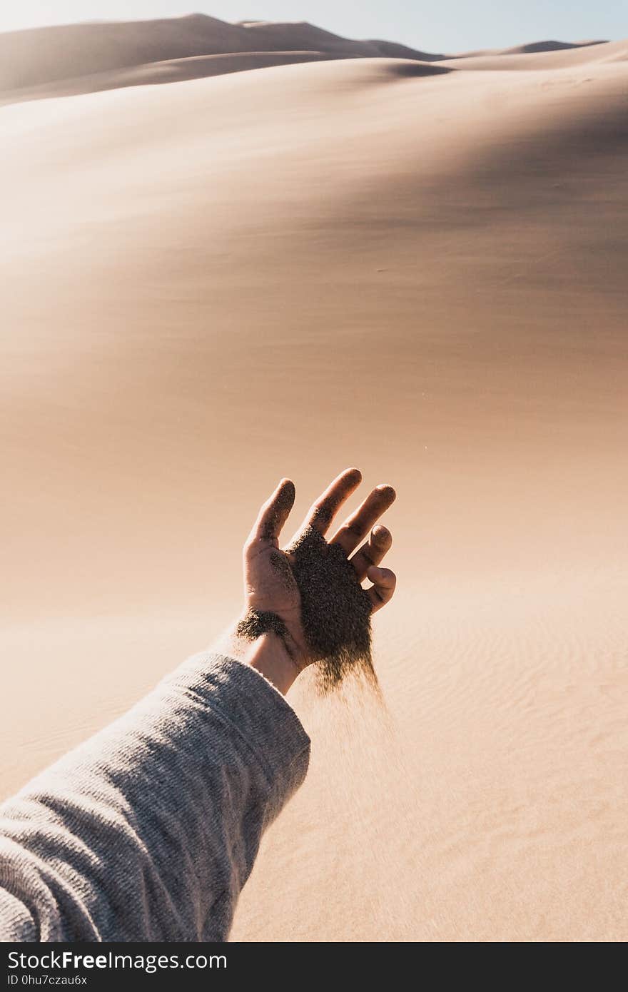 Desert, Erg, Hand, Sand