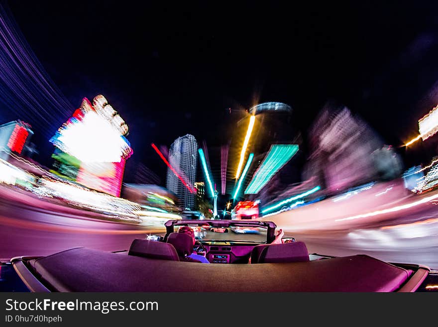 Purple, Amusement Ride, Light, Night