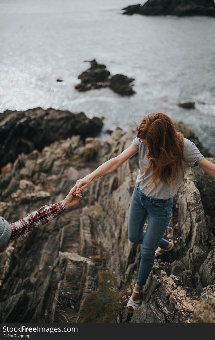 Water, Sea, Rock, Girl