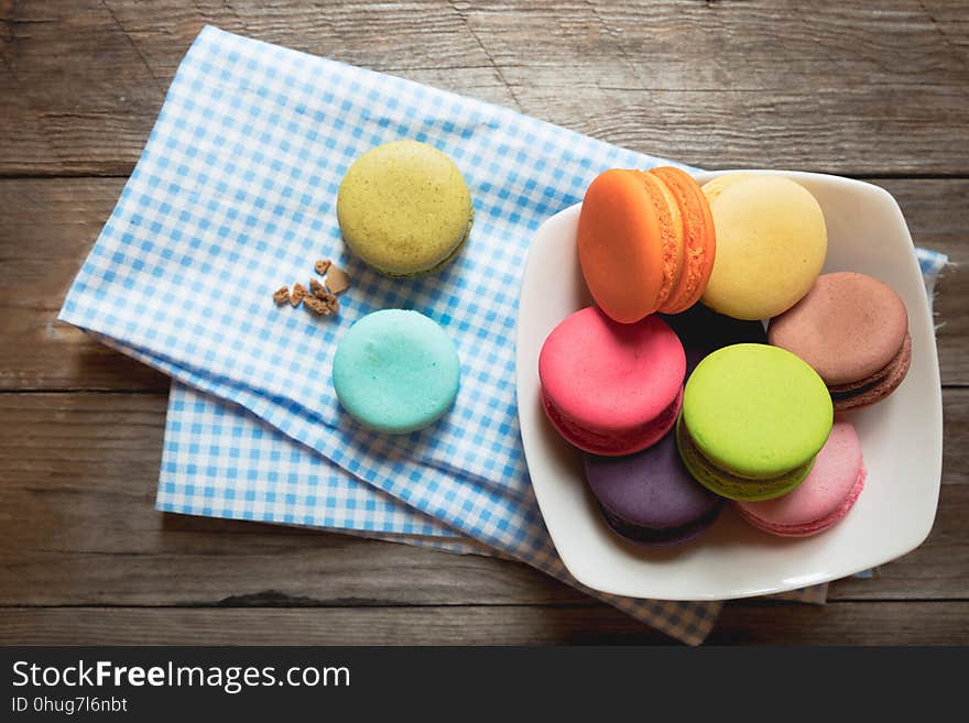 Closeup colorful macarons