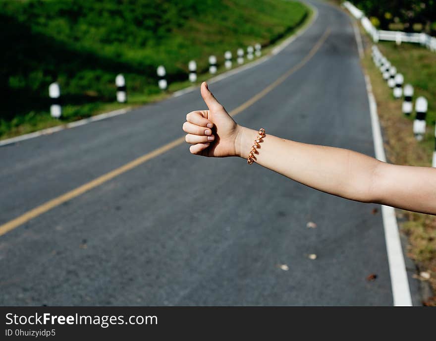 Hand, Finger, Asphalt, Road