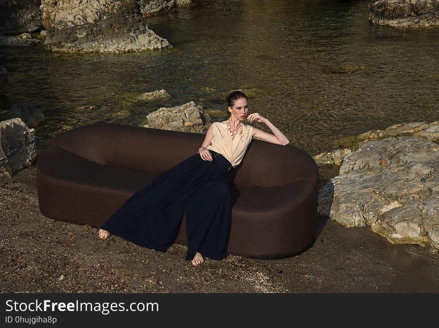 Photography, Water, Rock, Girl