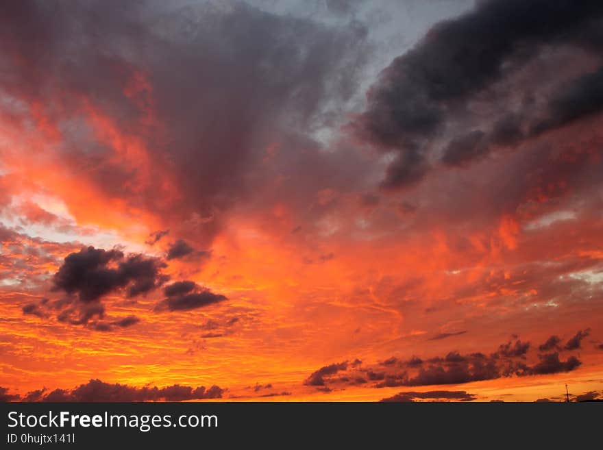 Sky, Afterglow, Red Sky At Morning, Cloud