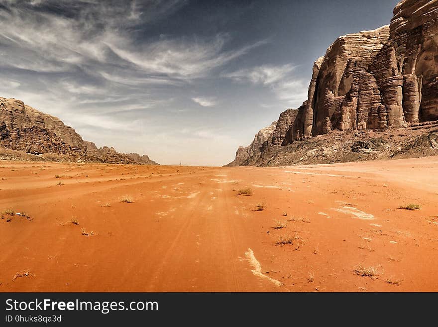 Sky, Desert, Badlands, Wadi