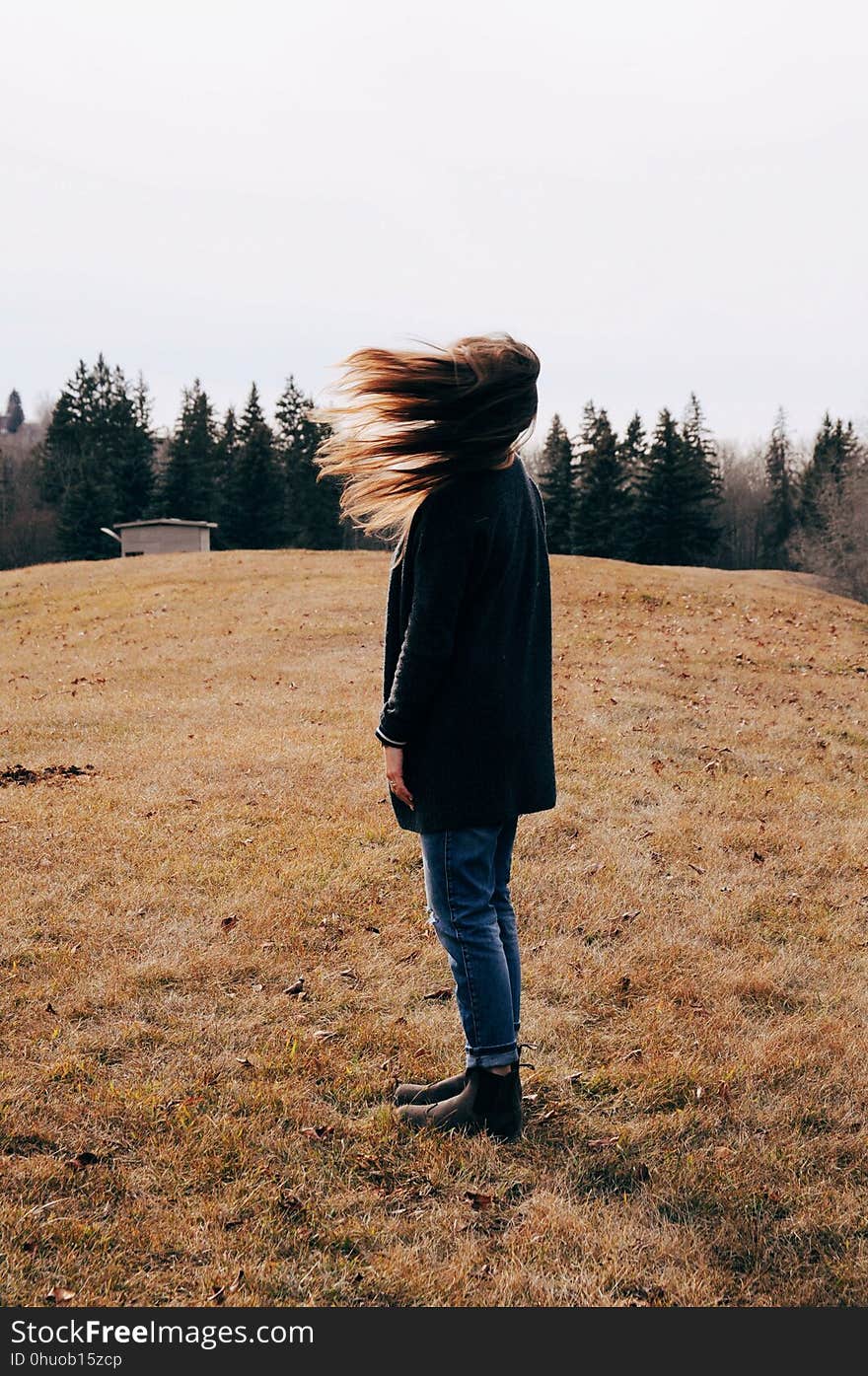 Standing, Girl, Sky, Fur