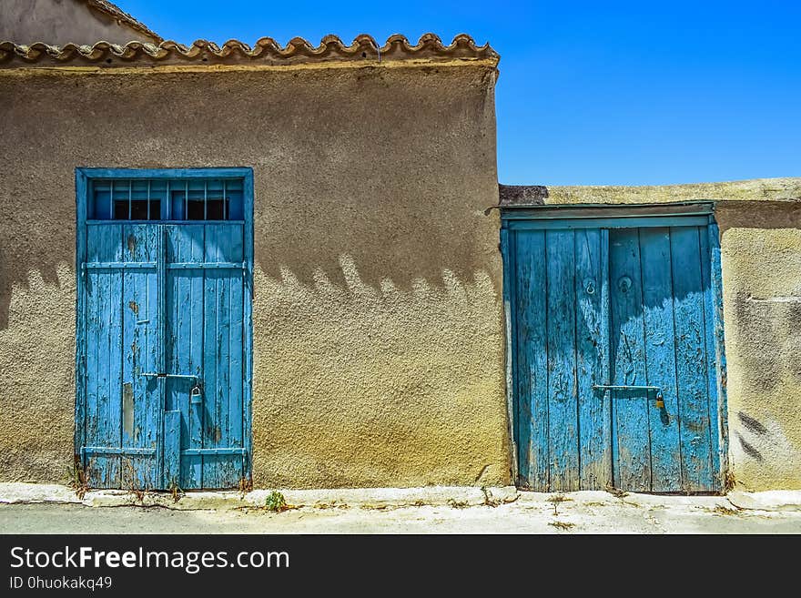 Blue, Wall, Sky, House