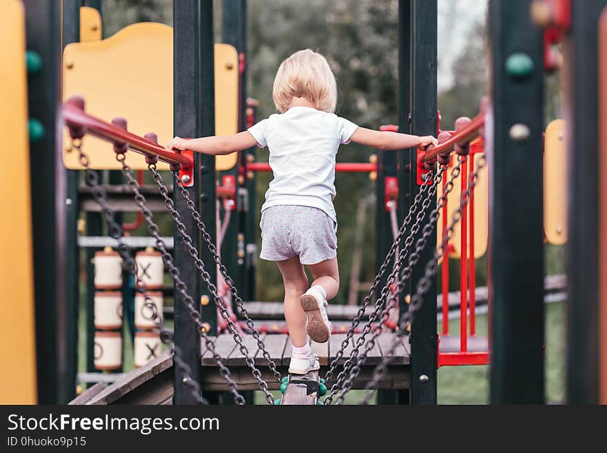 Red, Public Space, Playground, Child