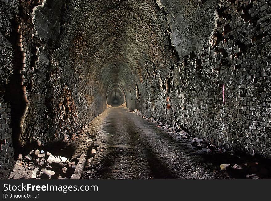 Tunnel, Tree, Formation, Rock