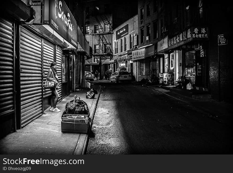 Black, Alley, Street, Black And White