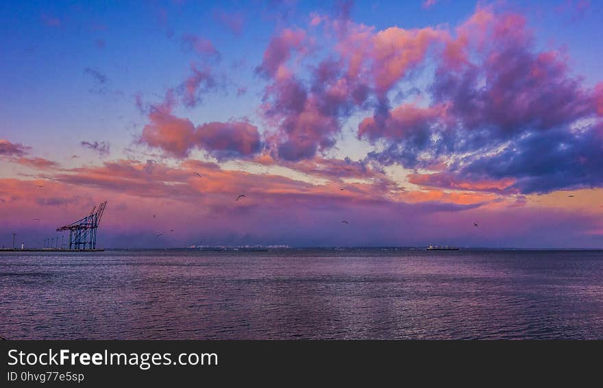 Sky, Horizon, Afterglow, Sea