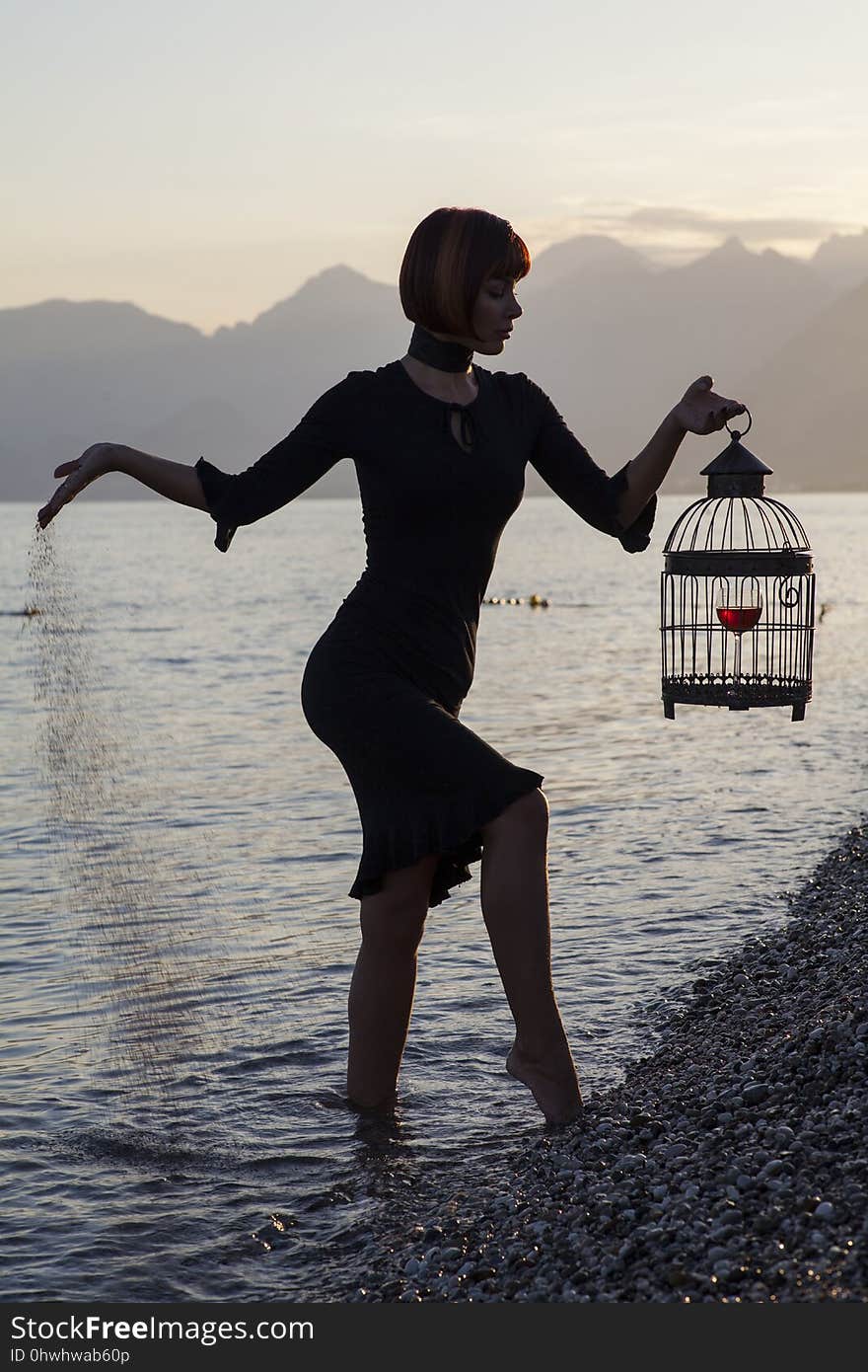 Water, Sea, Standing, Girl