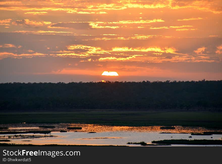 Sky, Afterglow, Reflection, Sunset