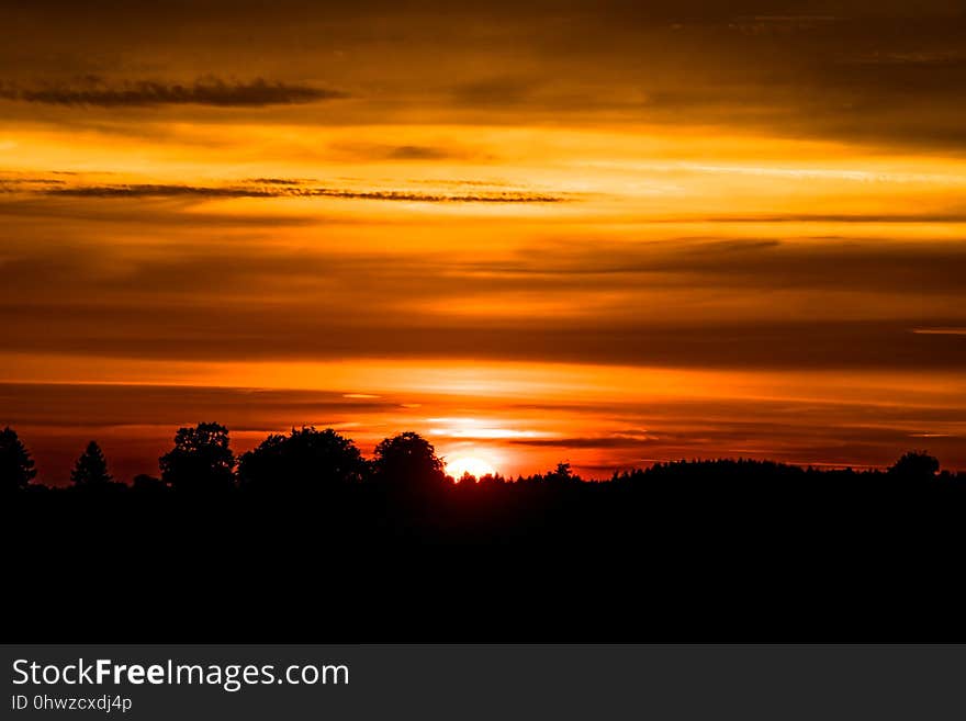 Sky, Afterglow, Red Sky At Morning, Sunset