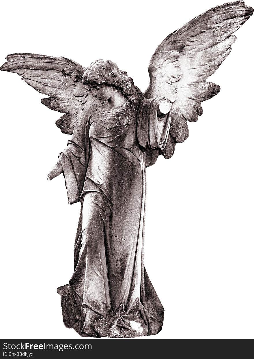 Black And White, Statue, Figurine, Angel