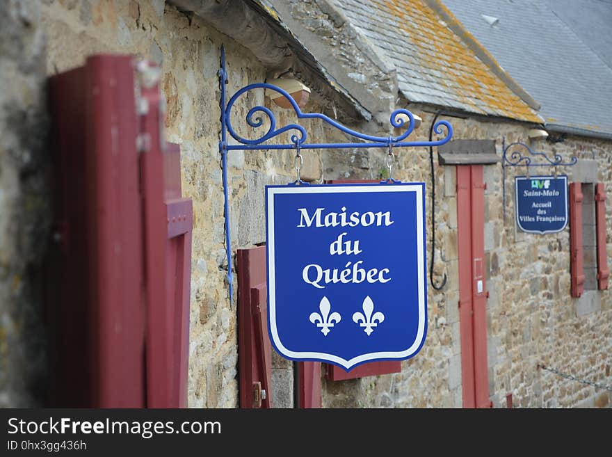 Blue, Wall, Street Sign, Signage