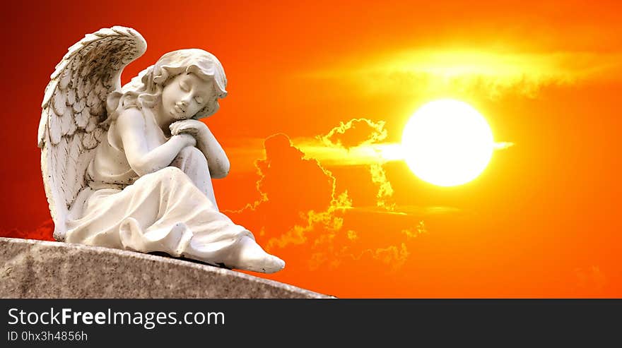 Sky, Angel, Statue, Sunlight