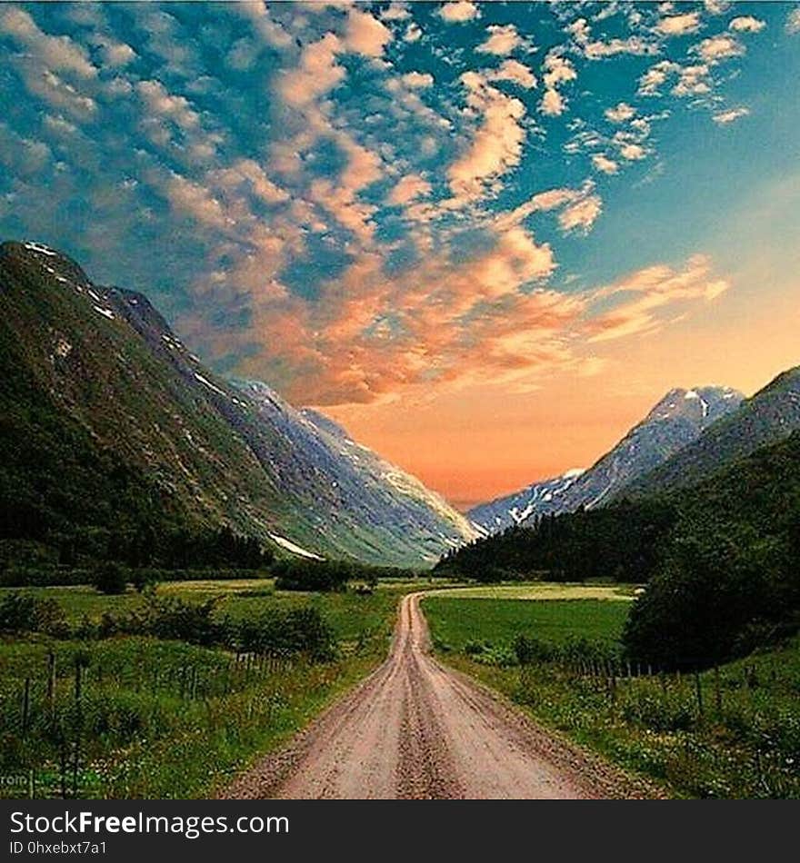 A path through a gorge at dusk. A path through a gorge at dusk.