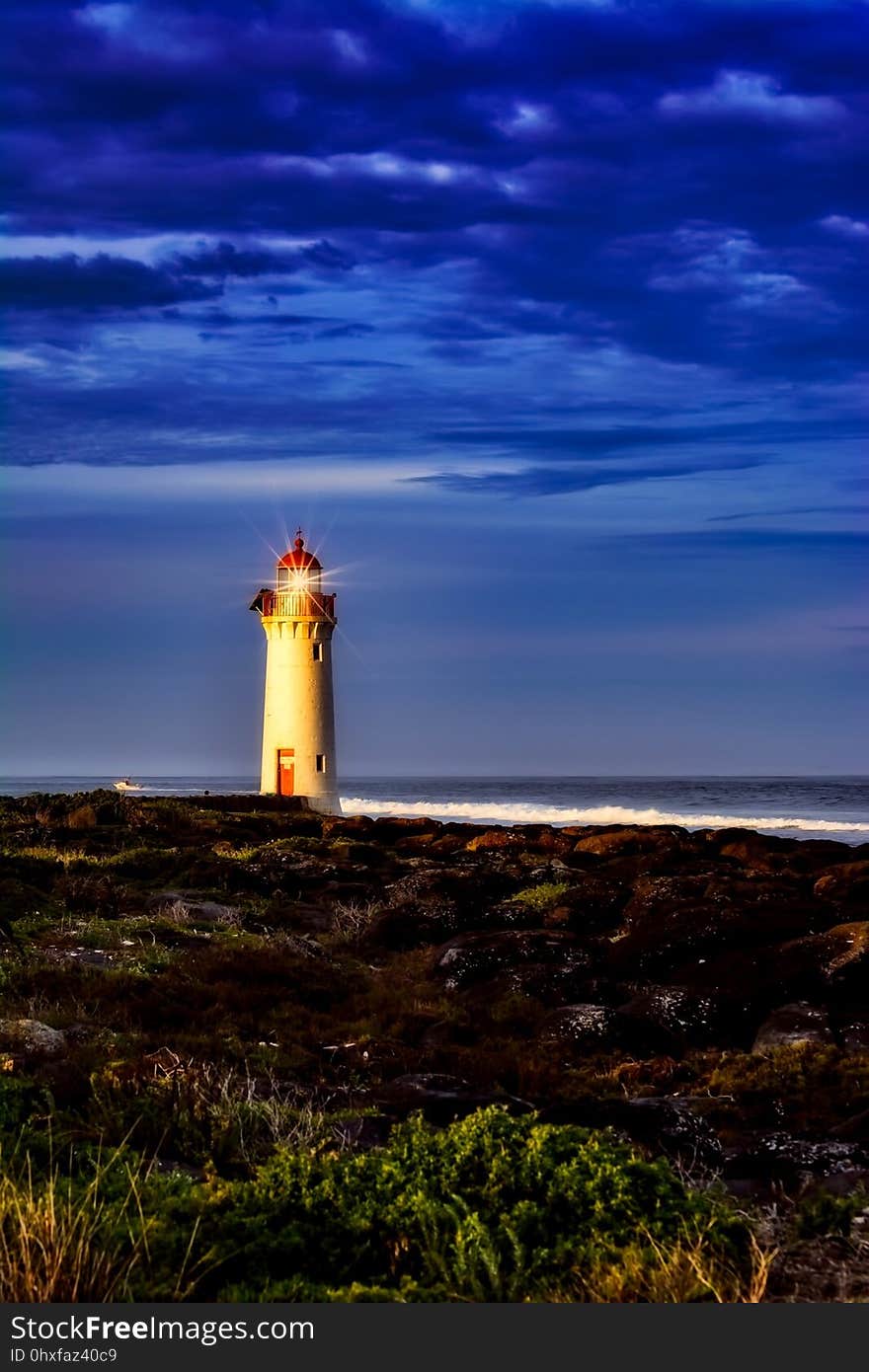 Lighthouse, Tower, Sky, Beacon