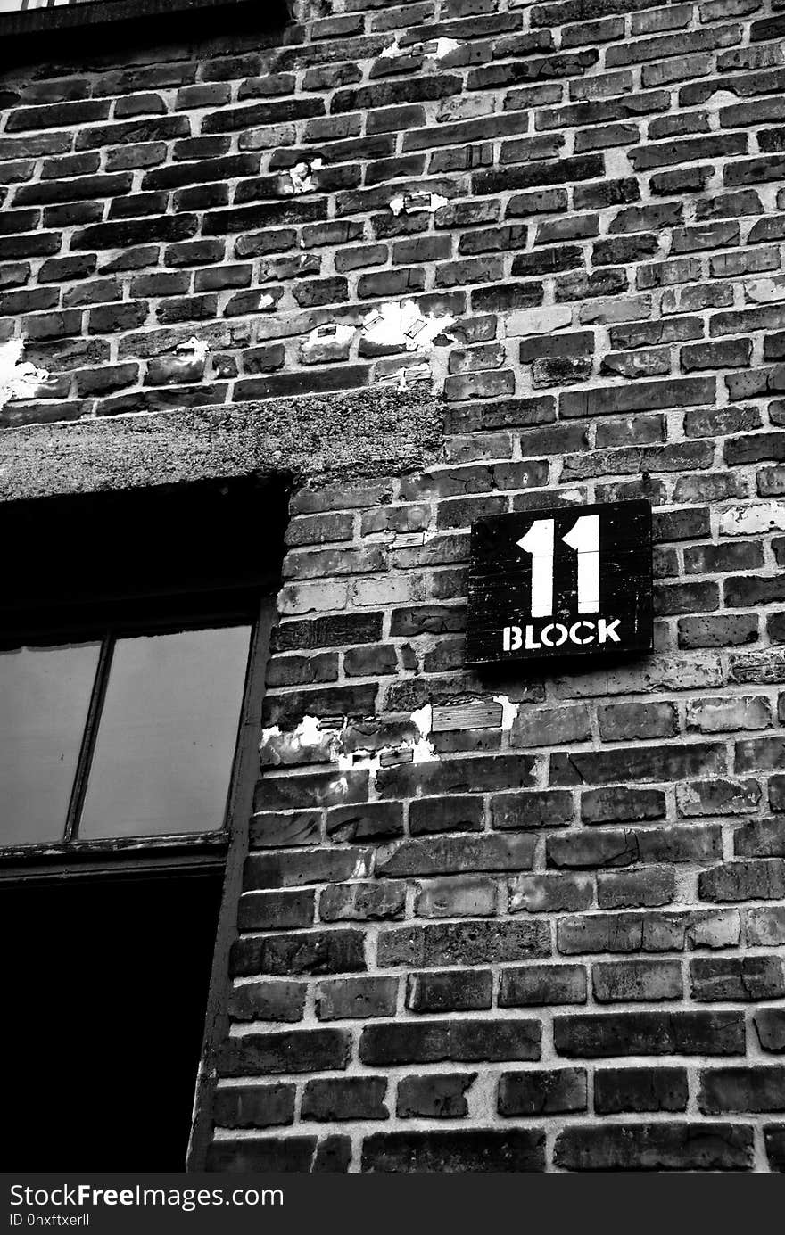 Black, Brick, Black And White, Wall