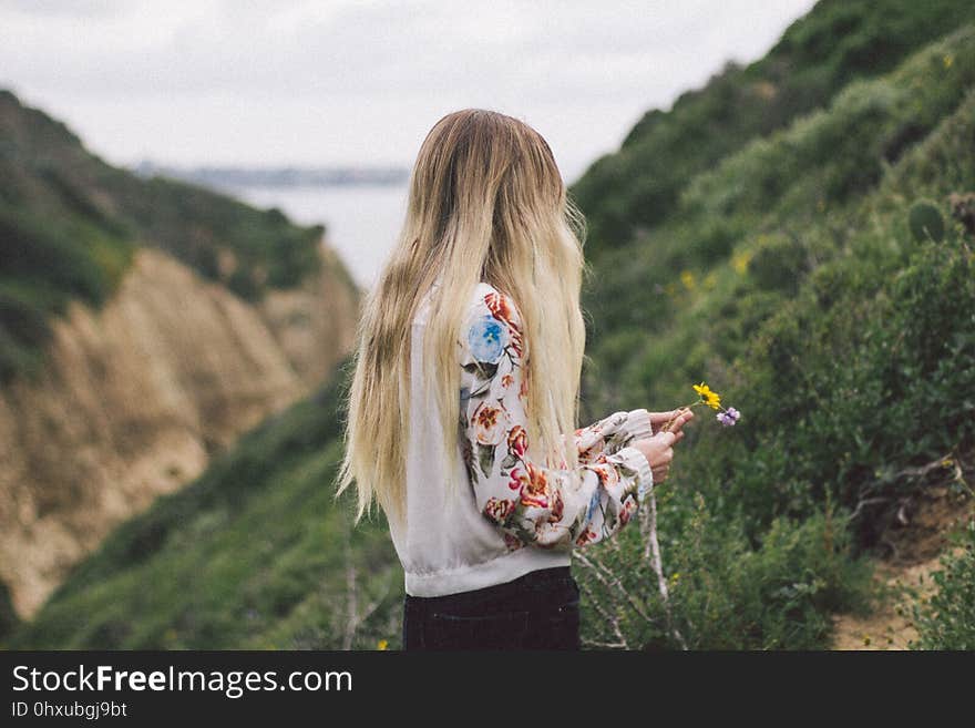 Girl, Grass, Tree, Long Hair