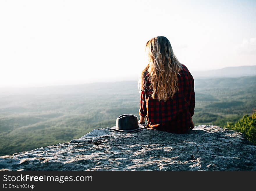 Mountainous Landforms, Sky, Girl, Photography