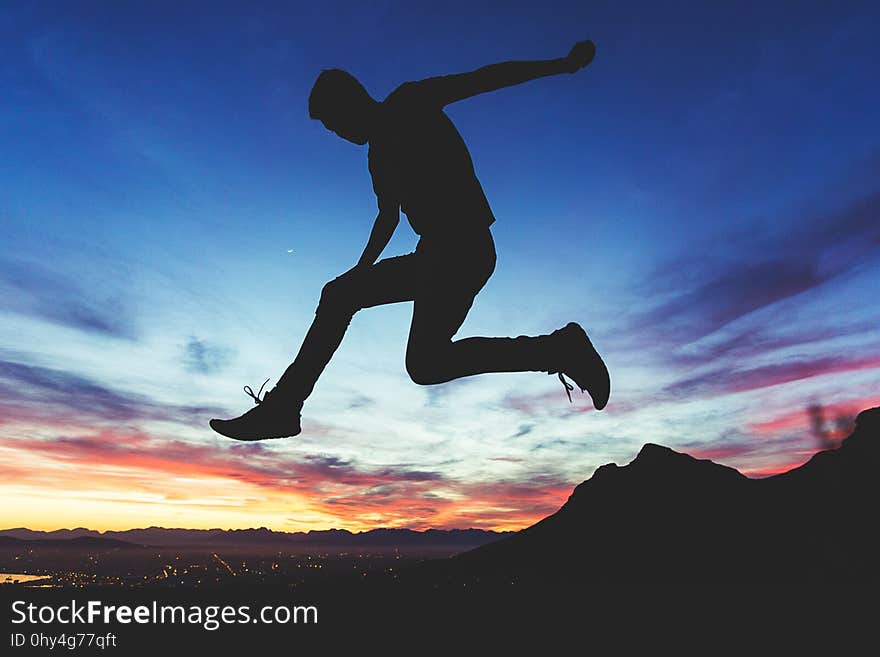 Sky, Jumping, Cloud, Silhouette