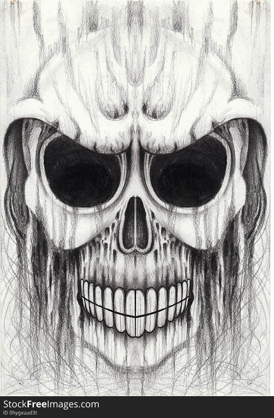 Art design skull tattoo hand drawing on paper. Art design skull tattoo hand drawing on paper.