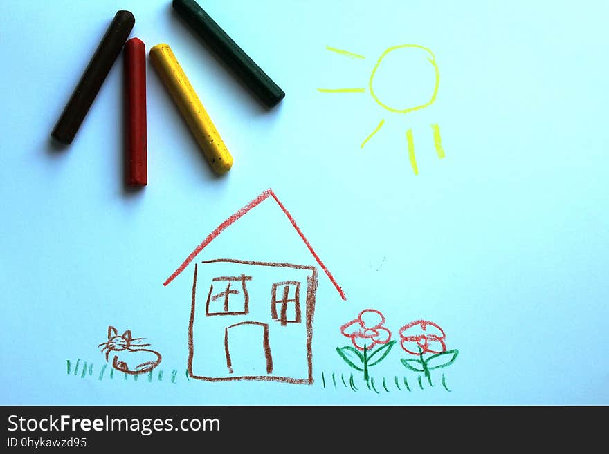 A little house on the kid`s drawing