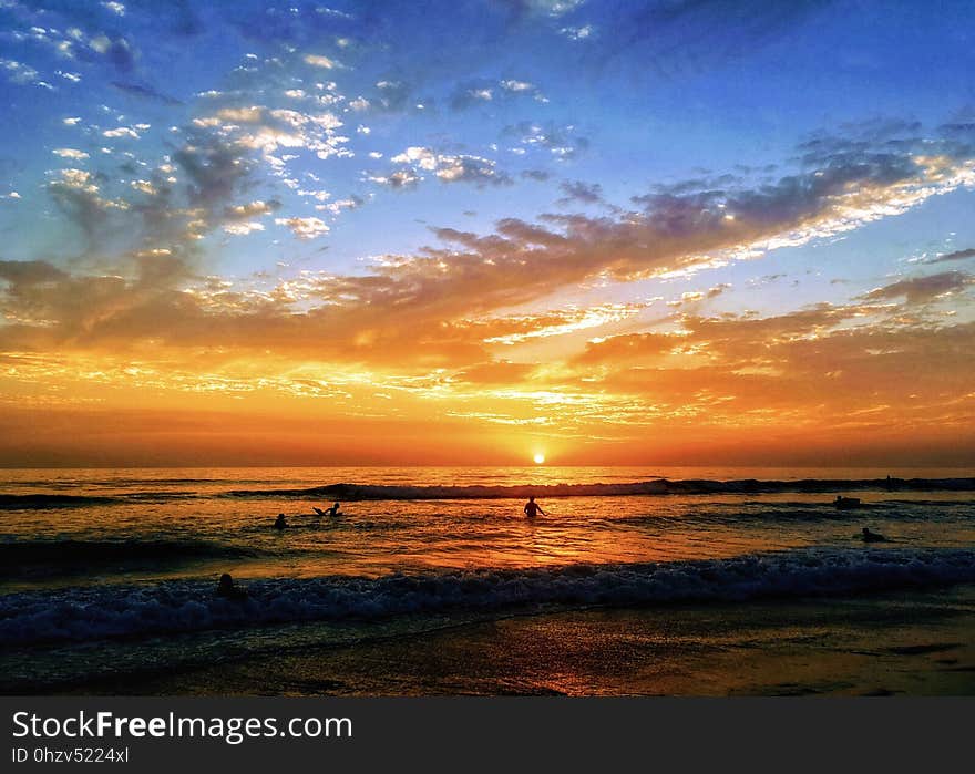 Afterglow, Beach, Clouds, Dawn