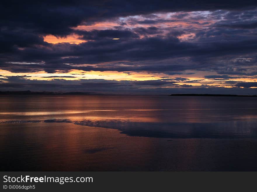 Horizon, Sky, Sunset, Reflection