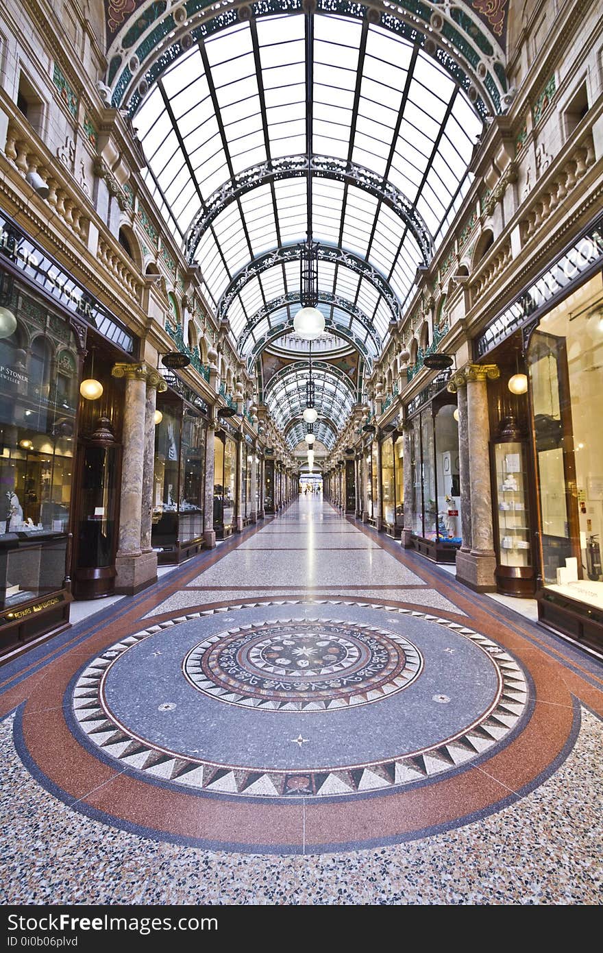 Here is a photograph taken from County Arcade inside Victoria Quarter. Located in Leeds, Yorkshire, England, UK. Here is a photograph taken from County Arcade inside Victoria Quarter. Located in Leeds, Yorkshire, England, UK.