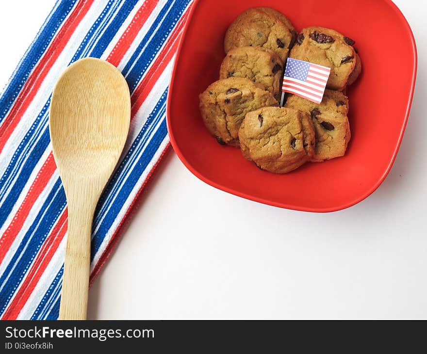 American, Flag, Biscuits, Bowl