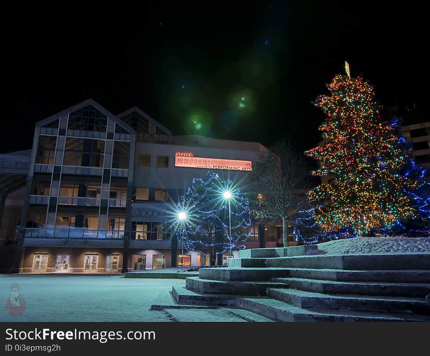 Free for everyone to use ! link my website where you post it www.crimeskiproductionz.com Townsquare Anchorage, Alaska ground level long exposure photo