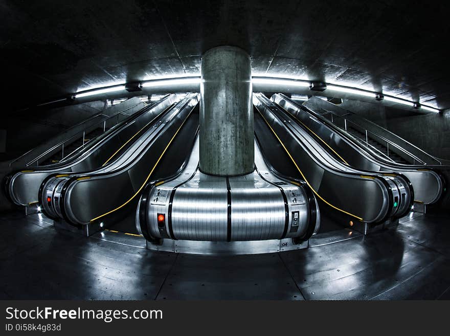 Column, Dark, Escalator