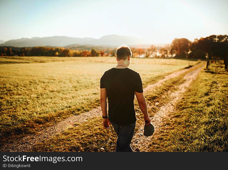 Back, View, Boy, Dirt