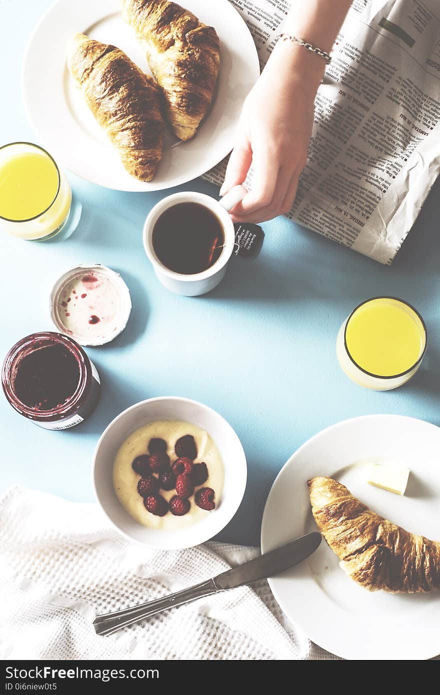 Bread, Knife, Breakfast, Coffee