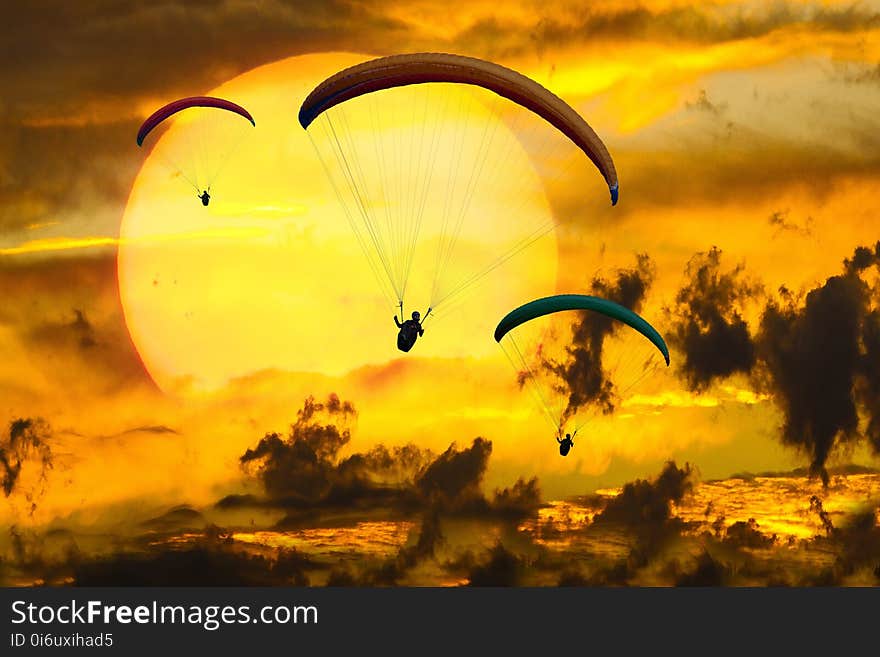 Sky, Air Sports, Paragliding, Yellow