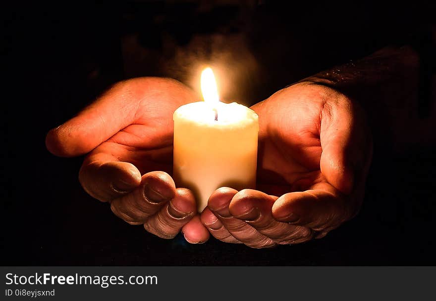 Candle, Hand, Lighting, Finger