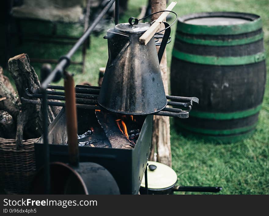 Barrel, Basket, Bucket, Charcoal