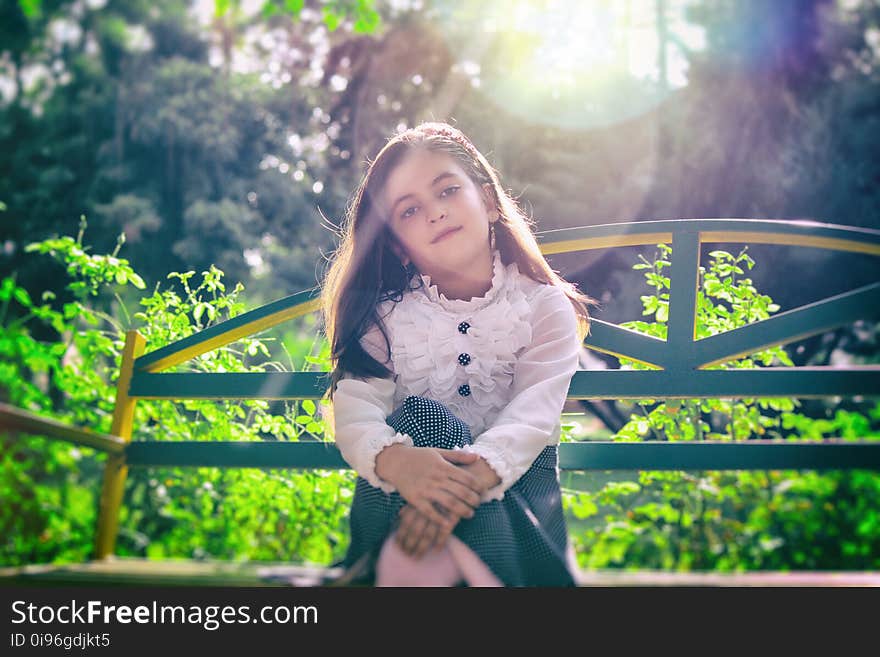 Beautiful, Girl, Bench, Blur