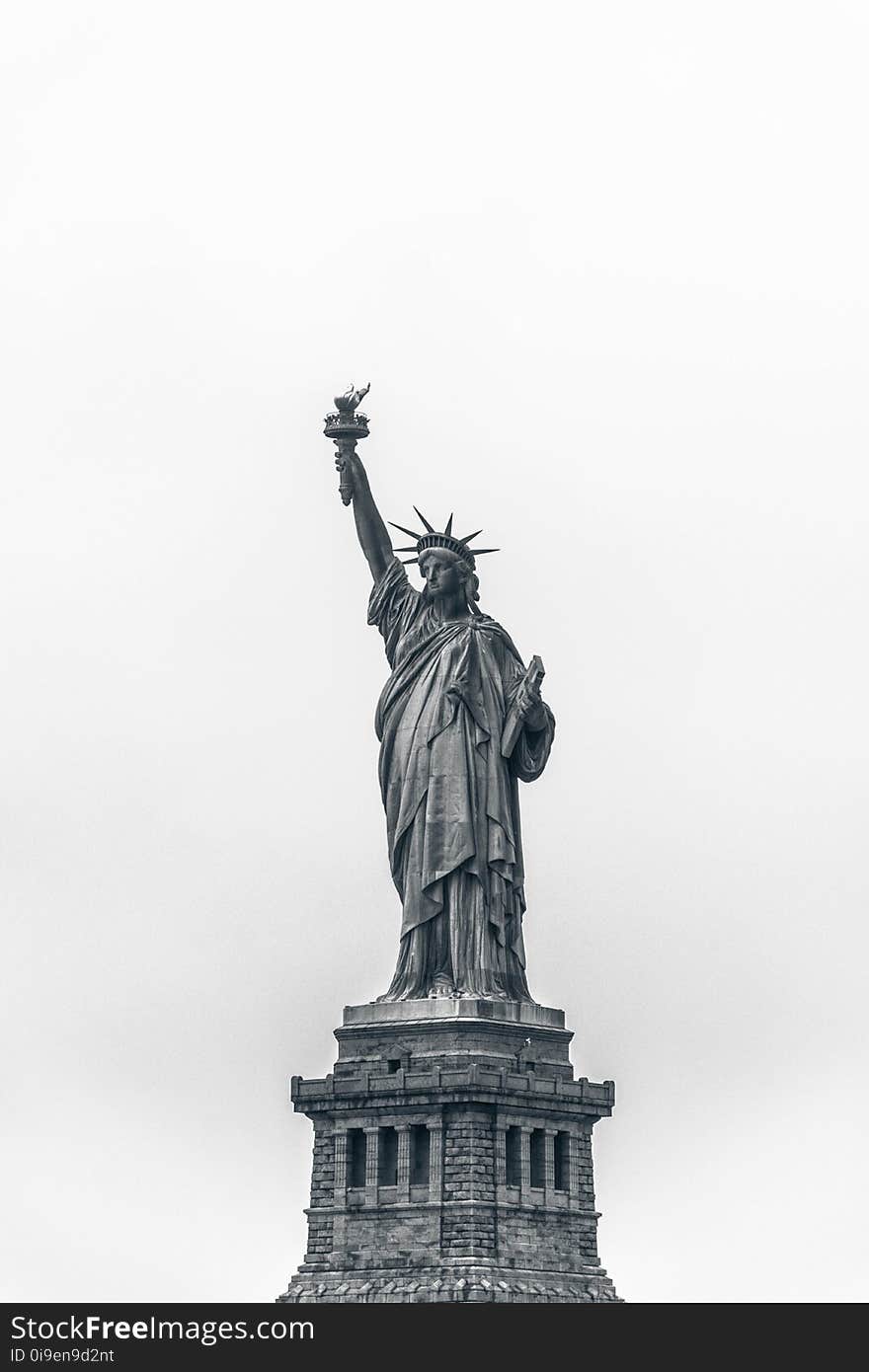 Statue Liberty Under Clear Sunny Sky